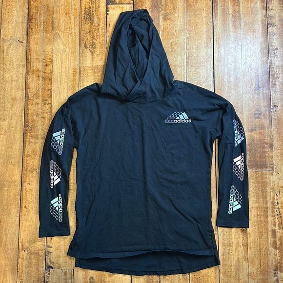 Adidas Girls size 10 to 12 Hooded Long Sleeve Tshirt - Picture 1 of 5